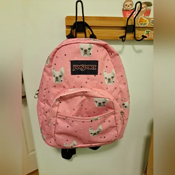 Jansport Pink Frenchie Bulldog Mini Backpack